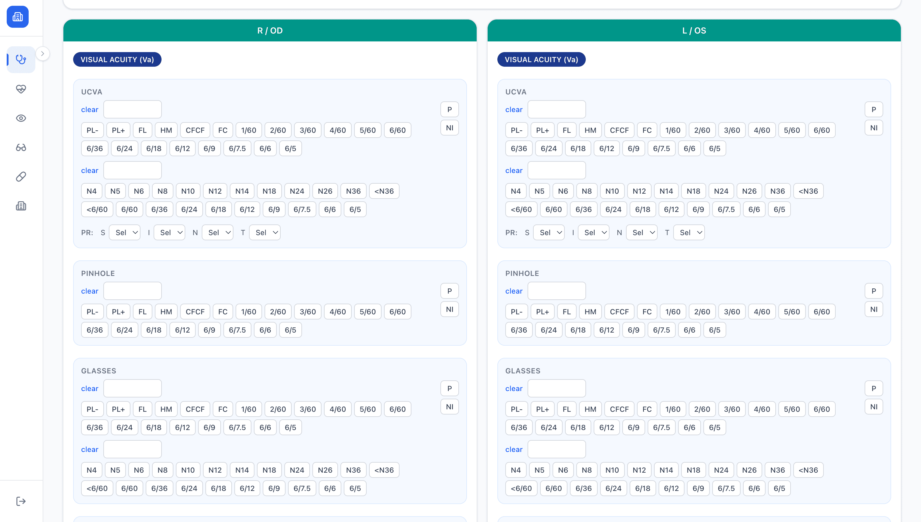 Ophthalmology Examination Software interface